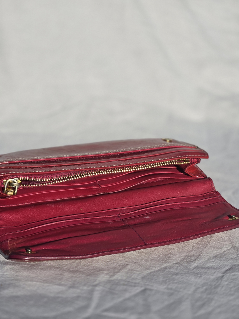 Prada Dark Pink Patent Leather Clutch Wallet - Picture 5 of 12